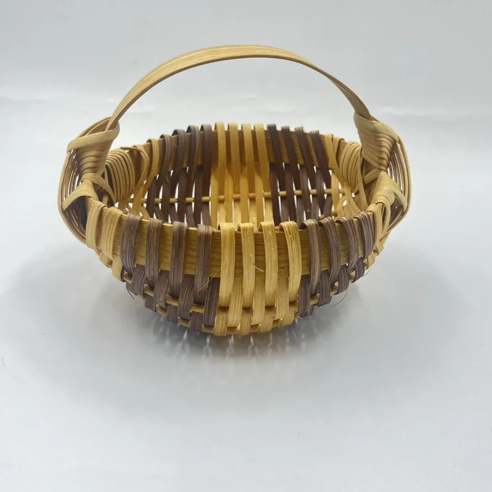 Vintage Woven Oak Splint Egg Large Gathering‎ Buttocks Basket 8”x5.5”
